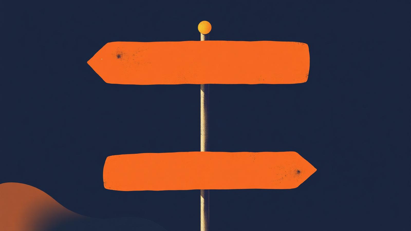 Panneaux directionnels stylisés illustrant le choix entre SME Package Digital et SME Package AI