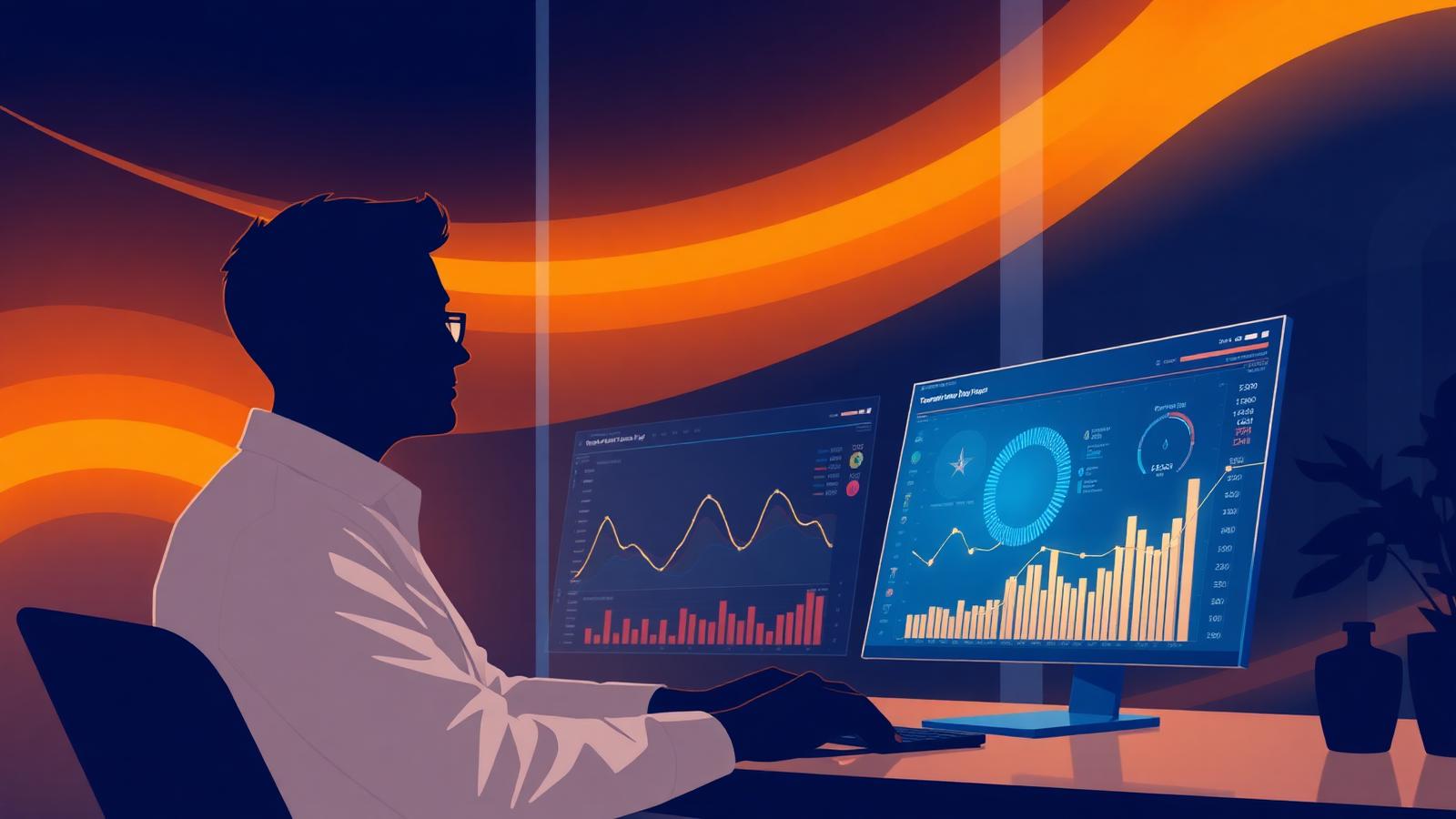 Dirigeant de PME luxembourgeoise devant un tableau de bord d'intelligence artificielle
